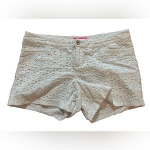 EUC Lilly Pulitzer White Eyelet Lace Up Shorts - Size 10